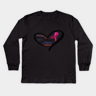 Breast Cancer, Pink Ribbon, Fighter Kids Long Sleeve T-Shirt